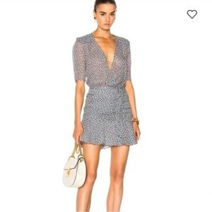 Veronica Beard Dakota Blue Silk Ruched mini Dress